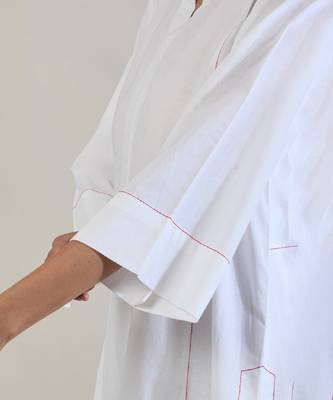 Stark white cotton straight kurta set 3
