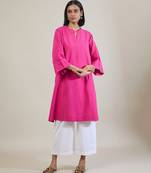 Magenta pink cotton straight kurta set