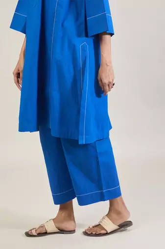 Cobalt blue cotton straight kurta set