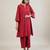 Brick red cotton straight kurta set