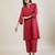 Brick red cotton straight kurta set