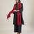 Charcoal black cotton kurta set with red dupatta