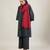 Charcoal black cotton kurta set with red dupatta