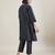 Charcoal black cotton kurta set with red dupatta