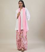 Stark white cotton kurta set with pink dupatta