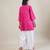 Hot pink cotton kurta set with sage green dupatta
