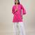 Hot pink cotton kurta set with sage green dupatta