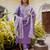 Floral embroidered silk round neck kurta trouser & dupatta set