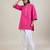 Hot pink cotton kurta set with sage green dupatta