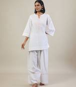 Stark white cotton kurta set