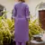 Floral embroidered silk round neck kurta trouser & dupatta set