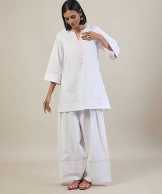 Stark white cotton kurta set 2