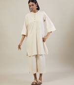 Cream cotton straight kurta set