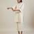 Cream cotton straight kurta set