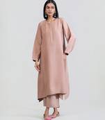 Dusty rose dola silk kurta set