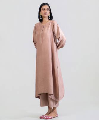 Dusty rose dola silk kurta set 2