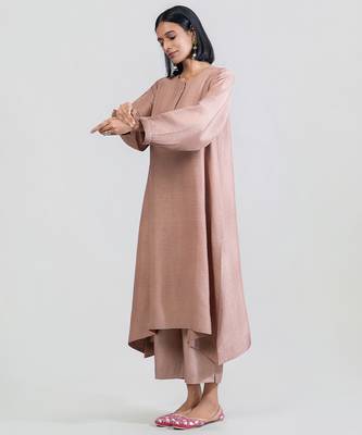 Dusty rose dola silk kurta set 3