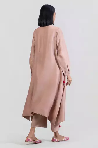 Dusty rose dola silk kurta set