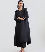 Jet black dola silk kurta set