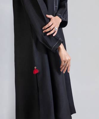 Jet black dola silk kurta set 2