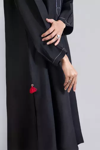 Jet black dola silk kurta set