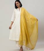 Off white woven jacquard chanderi anarkali set