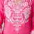 Floral embroidered silk round neck kurta trouser & dupatta set