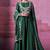 green sequins embroidered chinon silk gown
