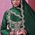 green sequins embroidered chinon silk gown