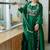 green sequins embroidered chinon silk gown