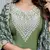 Floral embroidered silk round neck kurta trouser & dupatta set
