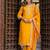 Floral embroidered silk round neck kurta trouser & dupatta set