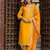 Floral embroidered silk blend round neck kurta trouser & dupatta set