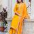 Floral embroidered silk round neck kurta trouser & dupatta set