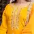 Floral embroidered silk round neck kurta trouser & dupatta set