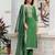 Floral embroidered silk round neck kurta trouser & dupatta set