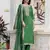 Floral embroidered silk blend round neck kurta trouser & dupatta set