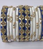 Handmade Silk Thread Bangle Blue white combination for girls and woman