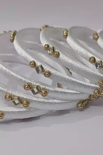 Handmade Silk Thread Bangle Blue white combination for girls and woman