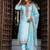 Floral embroidered silk round neck kurta trouser & dupatta set