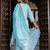 Floral embroidered silk round neck kurta trouser & dupatta set