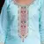 Floral embroidered silk round neck kurta trouser & dupatta set