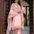 Floral embroidered silk blend round neck kurta trouser & dupatta set