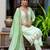 Floral embroidered silk round neck kurta trouser & dupatta set
