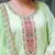 Floral embroidered silk round neck kurta trouser & dupatta set
