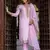Floral embroidered silk blend round neck kurta trouser & dupatta set