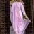 Floral embroidered silk round neck kurta trouser & dupatta set