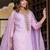 Floral embroidered silk round neck kurta trouser & dupatta set