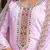 Floral embroidered silk round neck kurta trouser & dupatta set