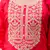 Floral embroidered silk round neck kurta trouser & dupatta set